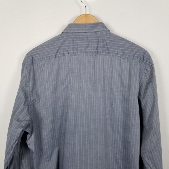 Burberry London Light Grey Cotton Stripe Long-Sleeve Button Up Shirt Size 17½-44 - Picture 6 of 11